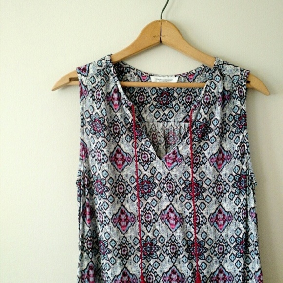 Beach Lunch Lounge Boho Tassel Shift Dress bkue Pink sz small - Picture 2 of 8